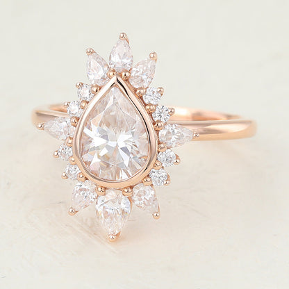 0.57 CT Pear Cluster Lab-Grown Diamond Engagement Ring