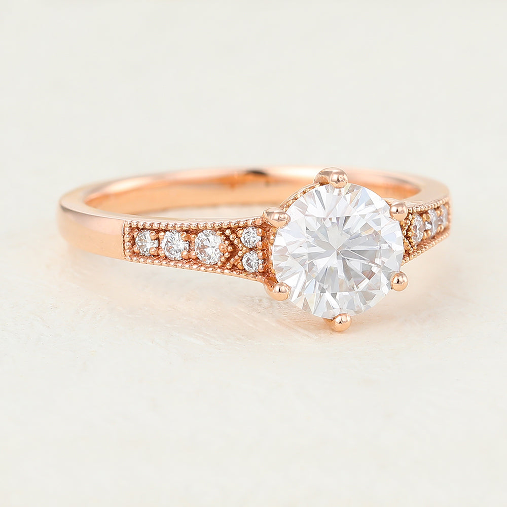 0.88 CT Round Pave Lab-Grown Diamond Engagement Ring