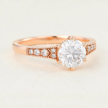 0.88 CT Round Pave Lab-Grown Diamond Engagement Ring