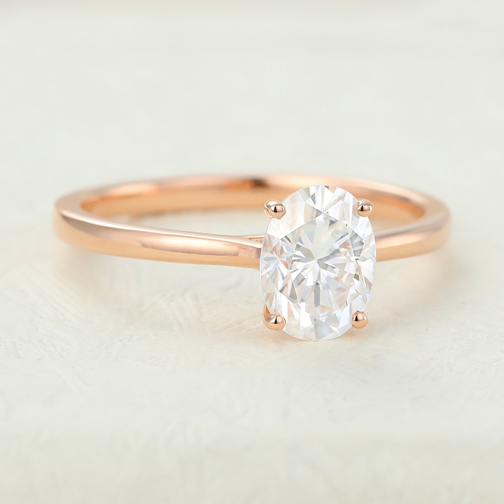 1.33 CT Oval Solitaire Moissanite Engagement Ring