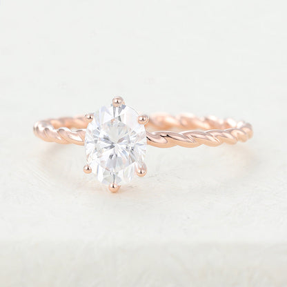 1.33 CT Oval Solitaire Twisted Shank Lab-Grown Diamond Engagement Ring