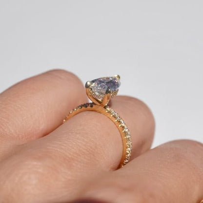 2.01 CT Pear Pave Moissanite Engagement Ring