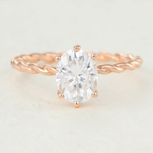 1.33 CT Oval Solitaire Twisted Shank Lab-Grown Diamond Engagement Ring