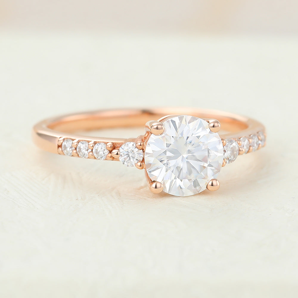 0.88 CT Round Pave Lab-Grown Diamond Engagement Ring
