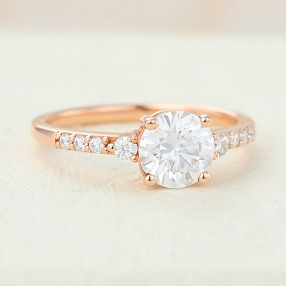0.88 CT Round Pave Lab-Grown Diamond Engagement Ring