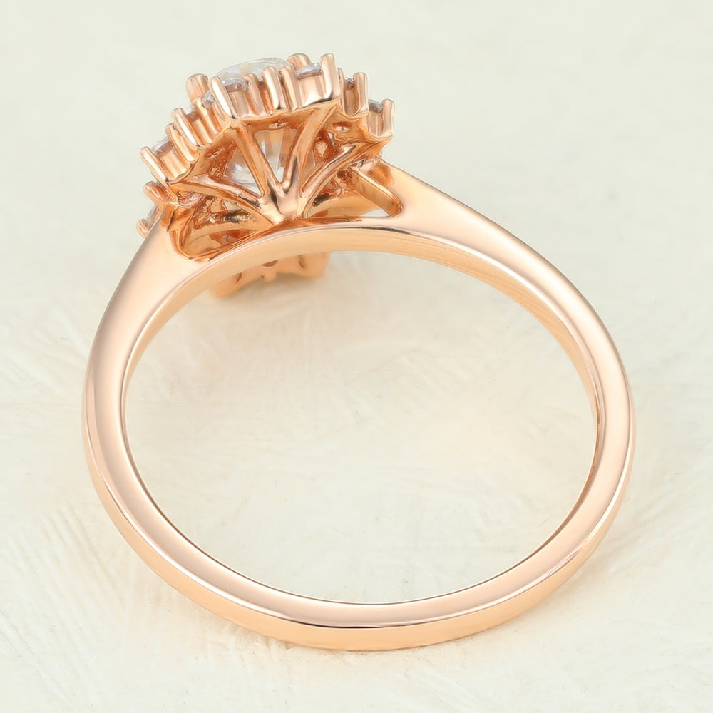 1 CT Oval Cluster Moissanite Engagement Ring