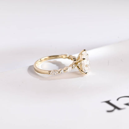 Stunning 1.0 - 2.0 CT Pear Moissanite Engagement Ring with Half Pave Design 10