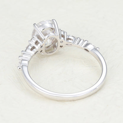 1.33 CT Oval Vintage Cluster & Pave Moissanite Engagement Ring