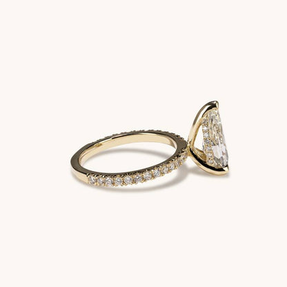 2.01 CT Pear Pave Moissanite Engagement Ring