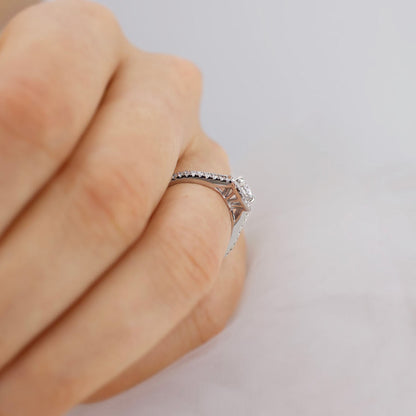 1CT Round Halo & Pave Lab Grown Diamond Engagement Ring