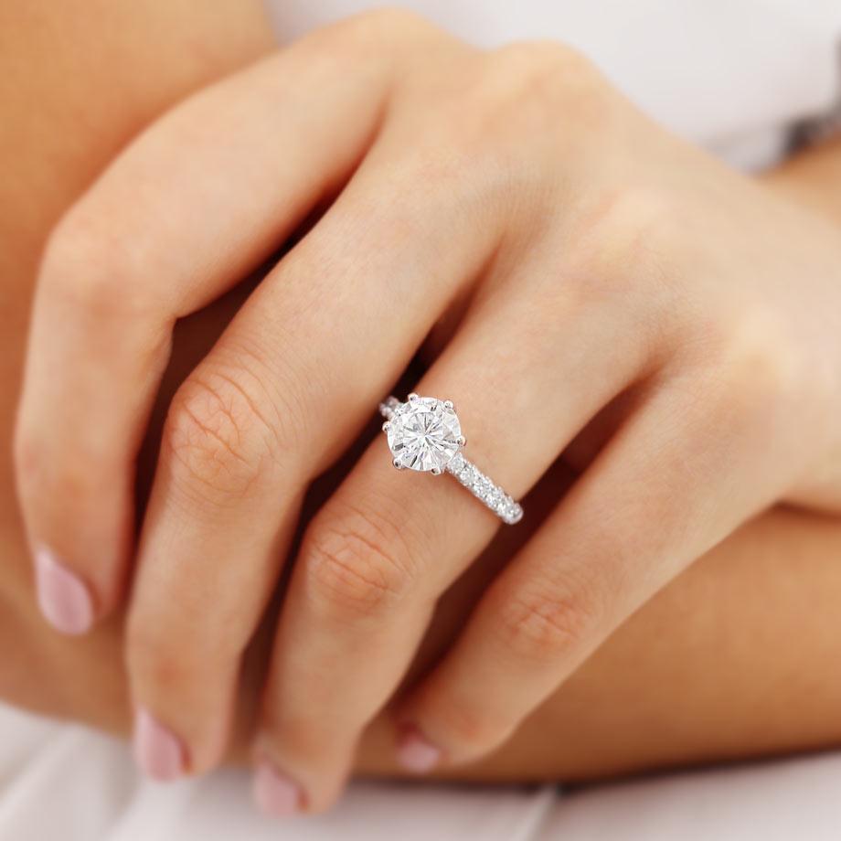 0.8 CT Round Pave Lab Grown Diamond Engagement Ring