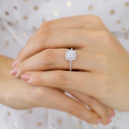 1.2 CT Round Halo & Pave Lab Grown Diamond Engagement Ring