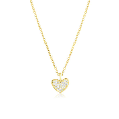 0.07 TCW Round Moissanite Heart Multi Stone Necklace