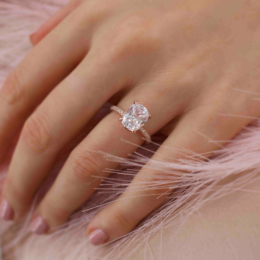 2.3 CT Elongated Cushion Pave Lab Grown Diamond Engagement Ring