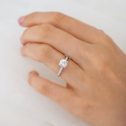 1.2 CT Round Pave Lab Grown Diamond Engagement Ring
