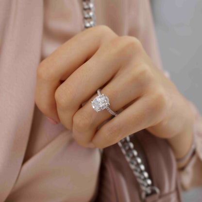 2 CT Oval Pave Lab Grown Diamond Engagement Ring