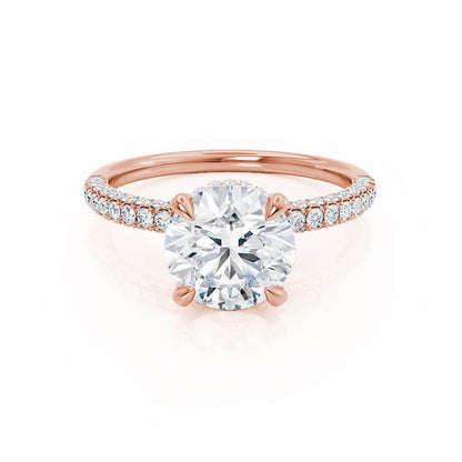 1.5 CT Round Hidden Halo & Pave Lab Grown Diamond Engagement Ring