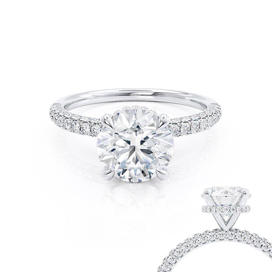 1.5 CT Round Hidden Halo & Pave Lab Grown Diamond Engagement Ring