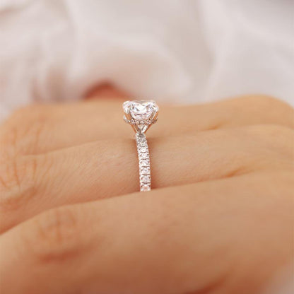 1.2 CT Round Pave Lab Grown Diamond Engagement Ring