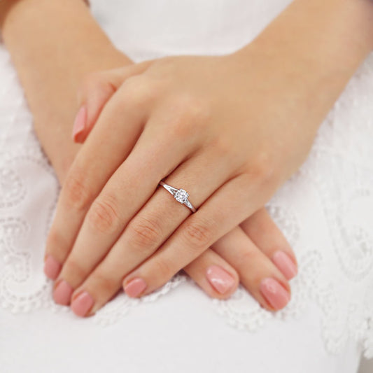 0.8 CT Round Solitaire Lab Grown Diamond Engagement Ring