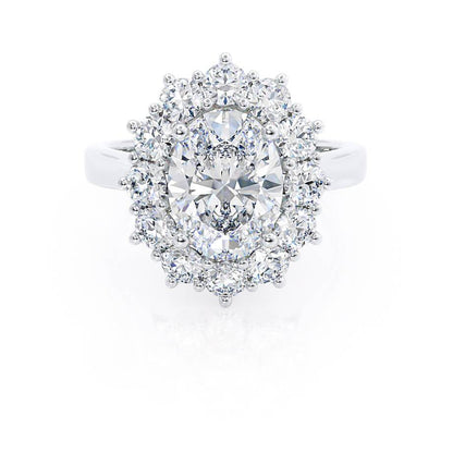 2.1 CT Oval Halo Lab Grown Diamond Engagement Ring