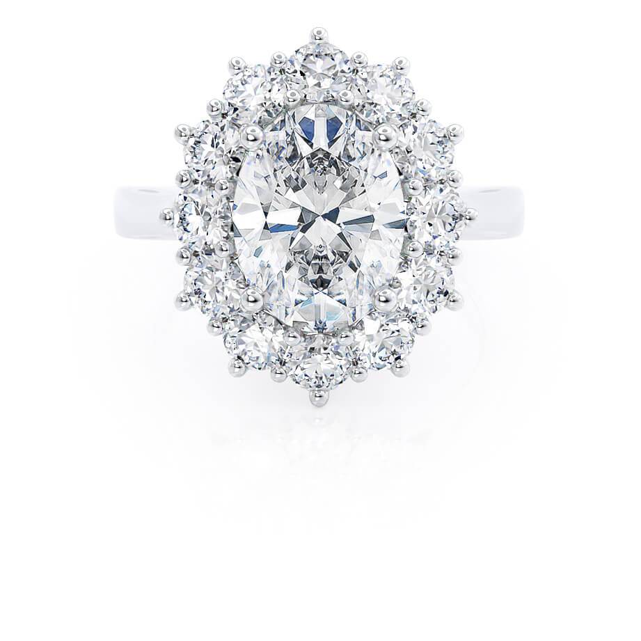 2.1 CT Oval Halo Lab Grown Diamond Engagement Ring