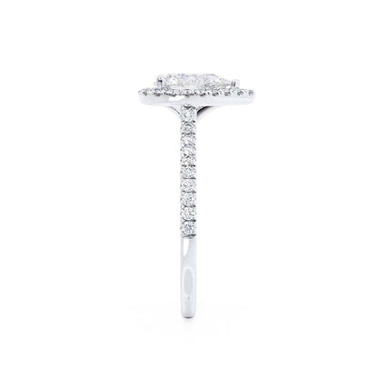 1.92 CT Pear Halo & Pave Lab Grown Diamond Engagement Ring