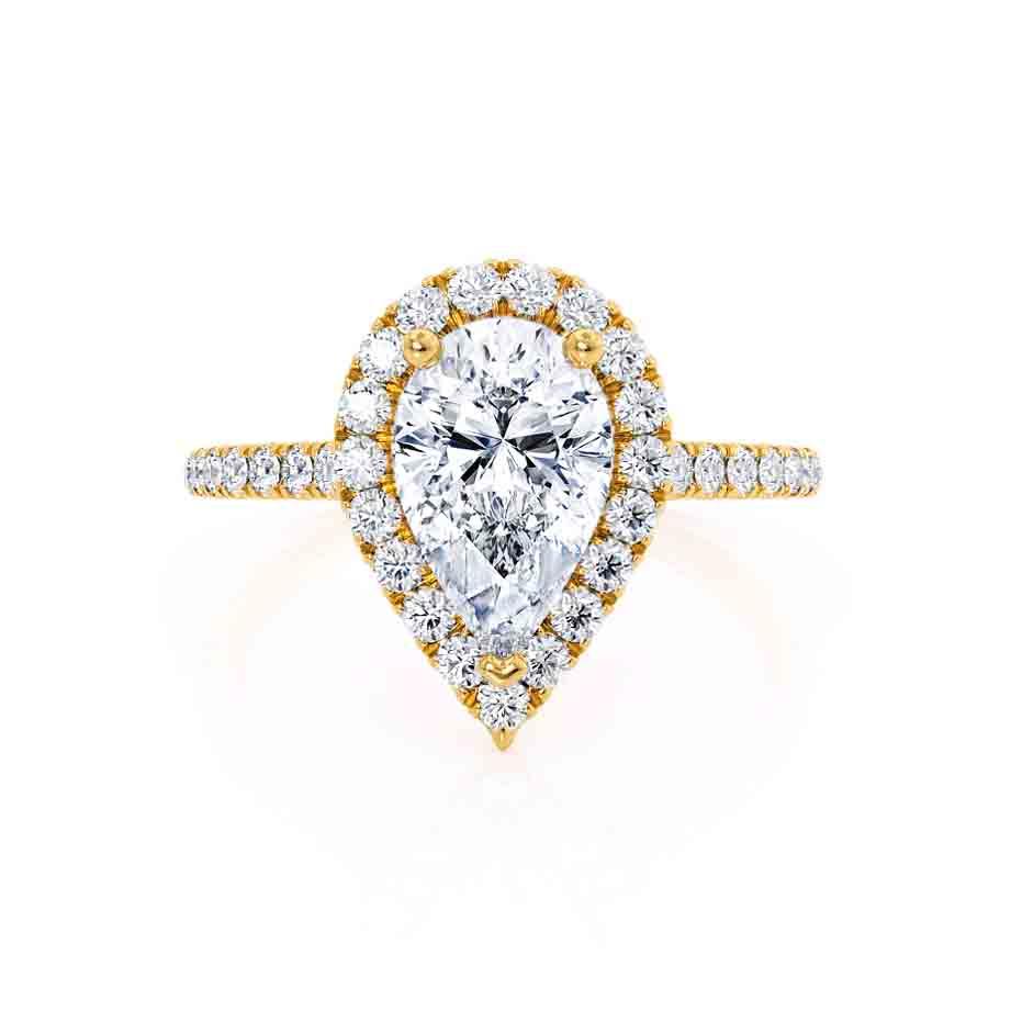0.94 CT Pear Halo & Pave Lab Grown Diamond Engagement Ring