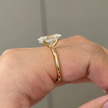 2 CT Marquise Hidden Halo Moissanite Engagement Ring