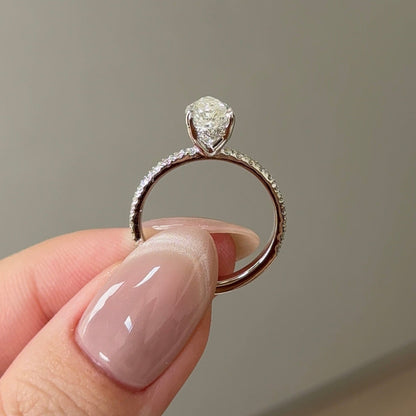 1.05 CT Pear Pave Moissanite Engagement Ring