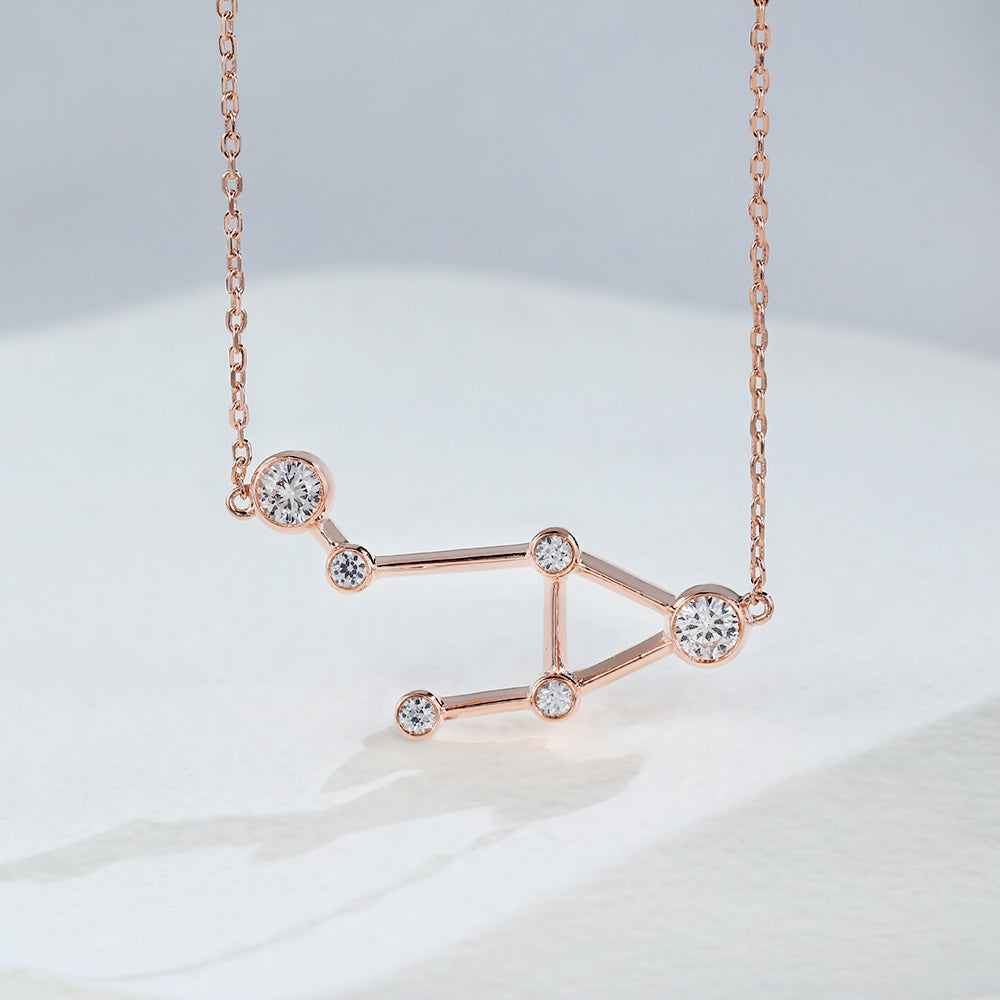 0.69 TCW Round Moissanite Libra-Zodiac Sign Necklace