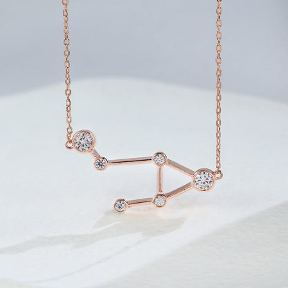 0.69 TCW Round Moissanite Libra-Zodiac Sign Necklace