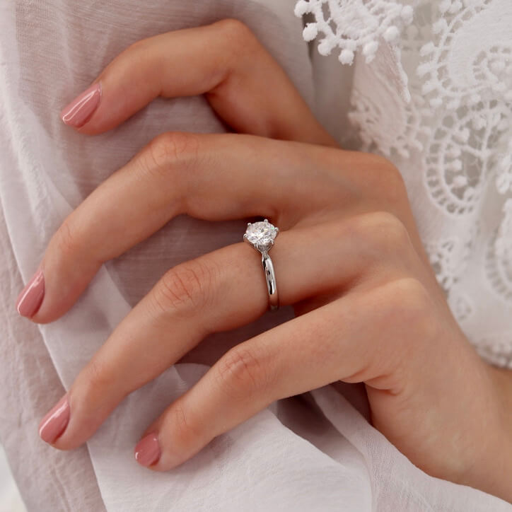 1.5 CT Round Solitaire Lab Grown Diamond Engagement Ring