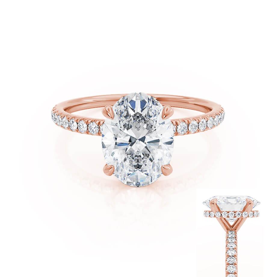 1.5 CT Oval Hidden Halo & Pave Lab Grown Diamond Engagement Ring