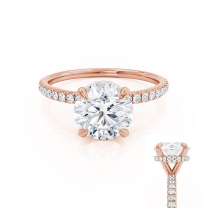 1 CT Round Hidden Halo & Pave Lab Grown Diamond Engagement Ring
