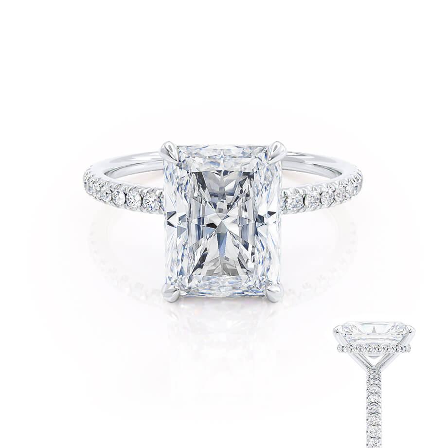 1.8 CT Radiant Pave Lab Grown Diamond Engagement Ring