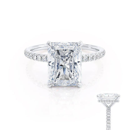 1.8 CT Radiant Pave Lab Grown Diamond Engagement Ring