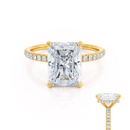 1.8 CT Radiant Pave Lab Grown Diamond Engagement Ring