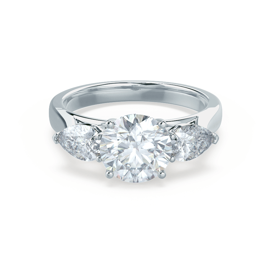 1 CT Round Three Stone Lab Grown Diamond Engagement Ring