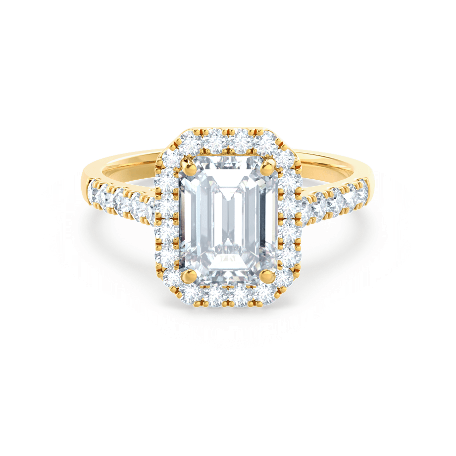 2 CT Emerald Halo & Pave Lab Grown Diamond Engagement Ring