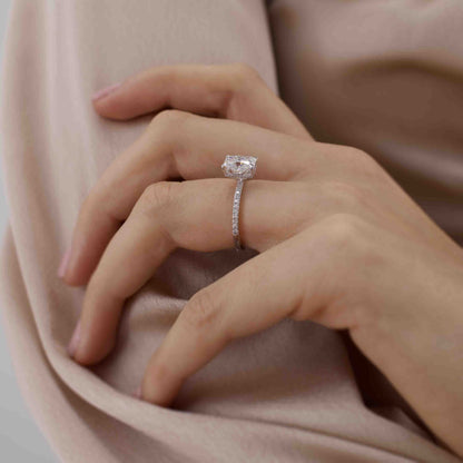 1.8 CT Radiant Pave Lab Grown Diamond Engagement Ring