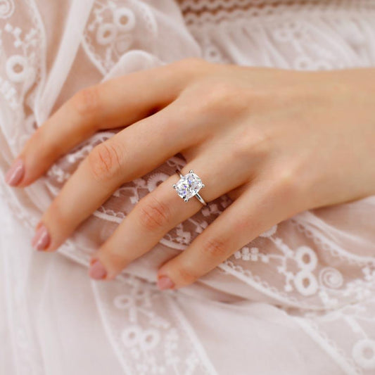 3.34 CT Elongated Cushion Solitaire Lab Grown Diamond Engagement Ring