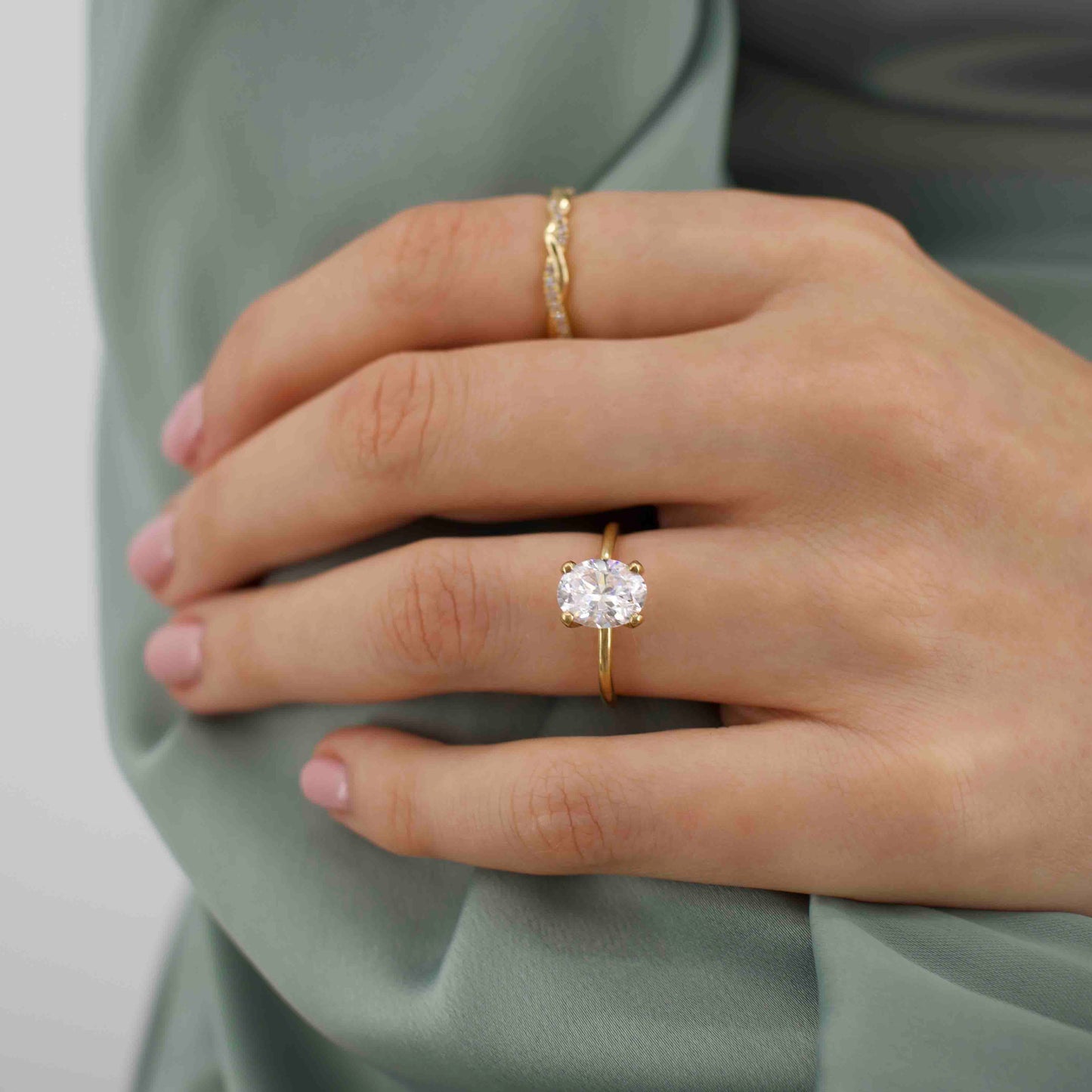 2.1 CT Oval Solitaire Lab Grown Diamond Engagement Ring