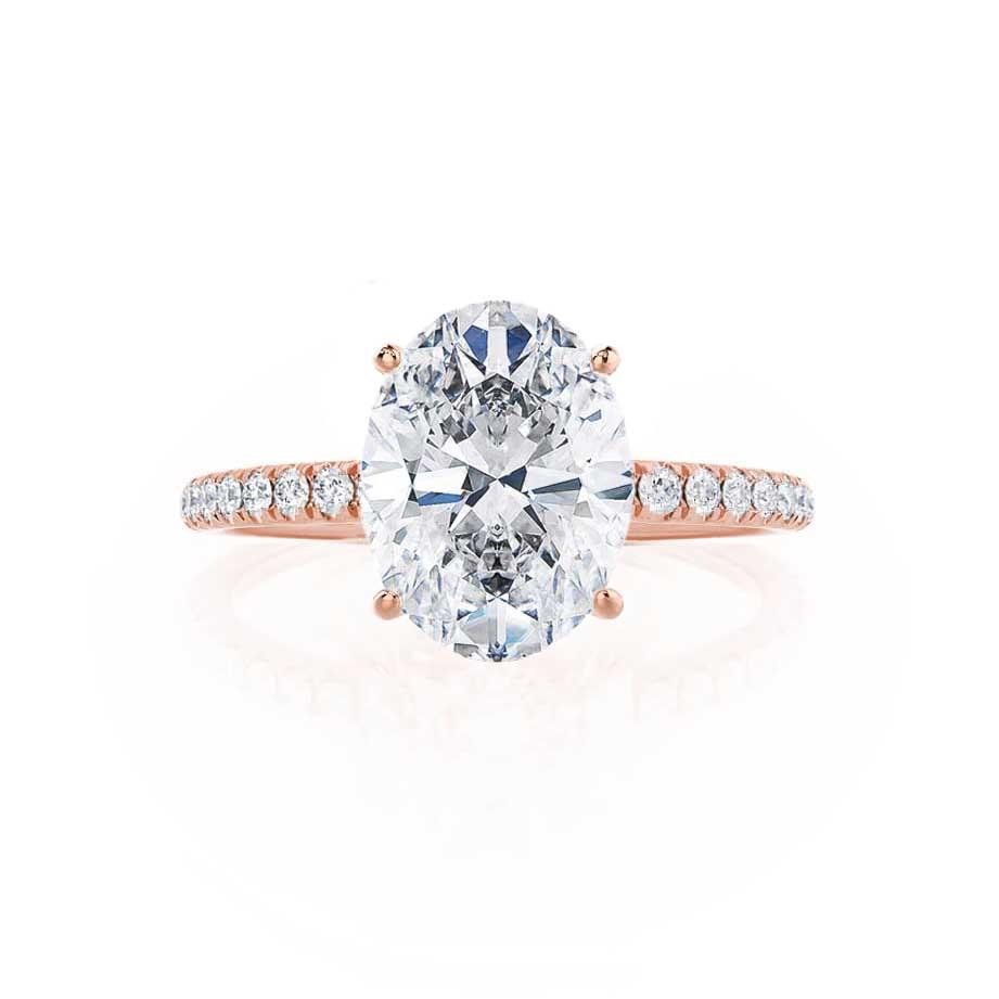 1 CT Oval Pave Lab Grown Diamond Engagement Ring