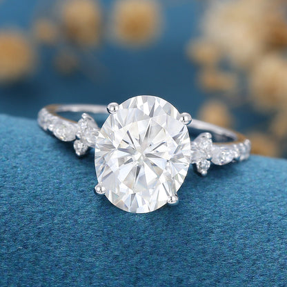 2.72 CT Oval Cluster Lab Grown Diamond Engagement Ring