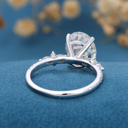 2.72 CT Oval Cluster Lab Grown Diamond Engagement Ring