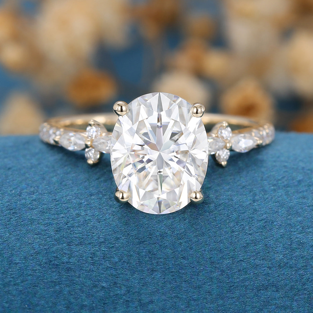 2.72 CT Oval Cluster Lab Grown Diamond Engagement Ring