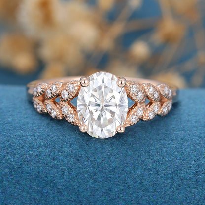 1.33 CT Oval Cluster Lab Grown Diamond Engagement Ring