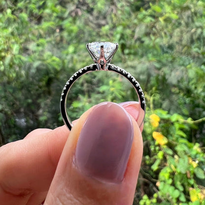 1.85 CT Round Pave Moissanite Engagement Ring