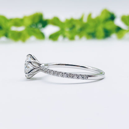 1.85 CT Round Pave Moissanite Engagement Ring